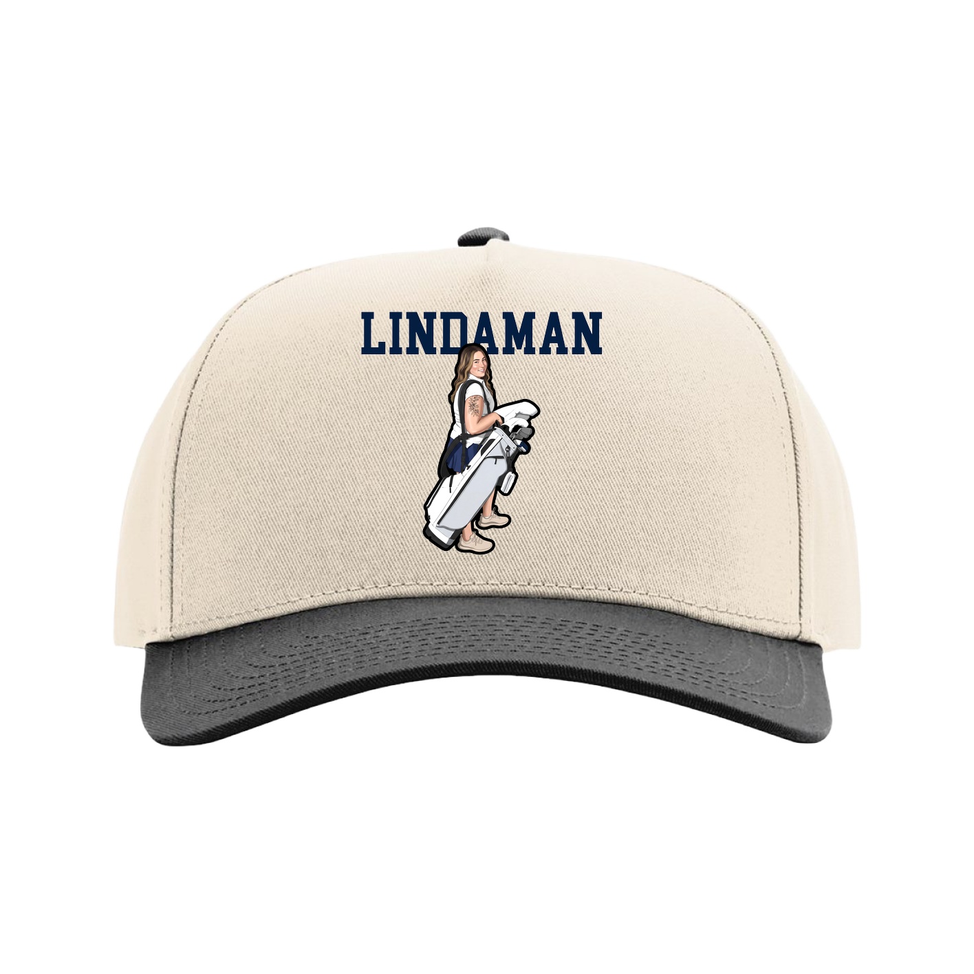 Full Fabric Five-Panel Champ Cap — Shirsey in Cream/Black