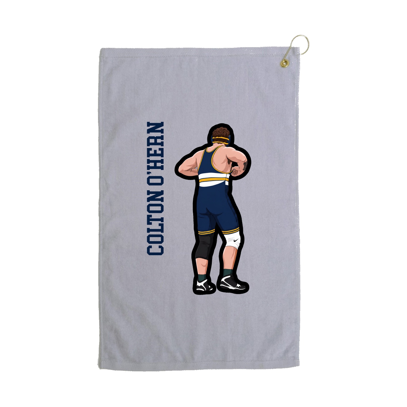 Golf Towel — Name Vertical in Grey