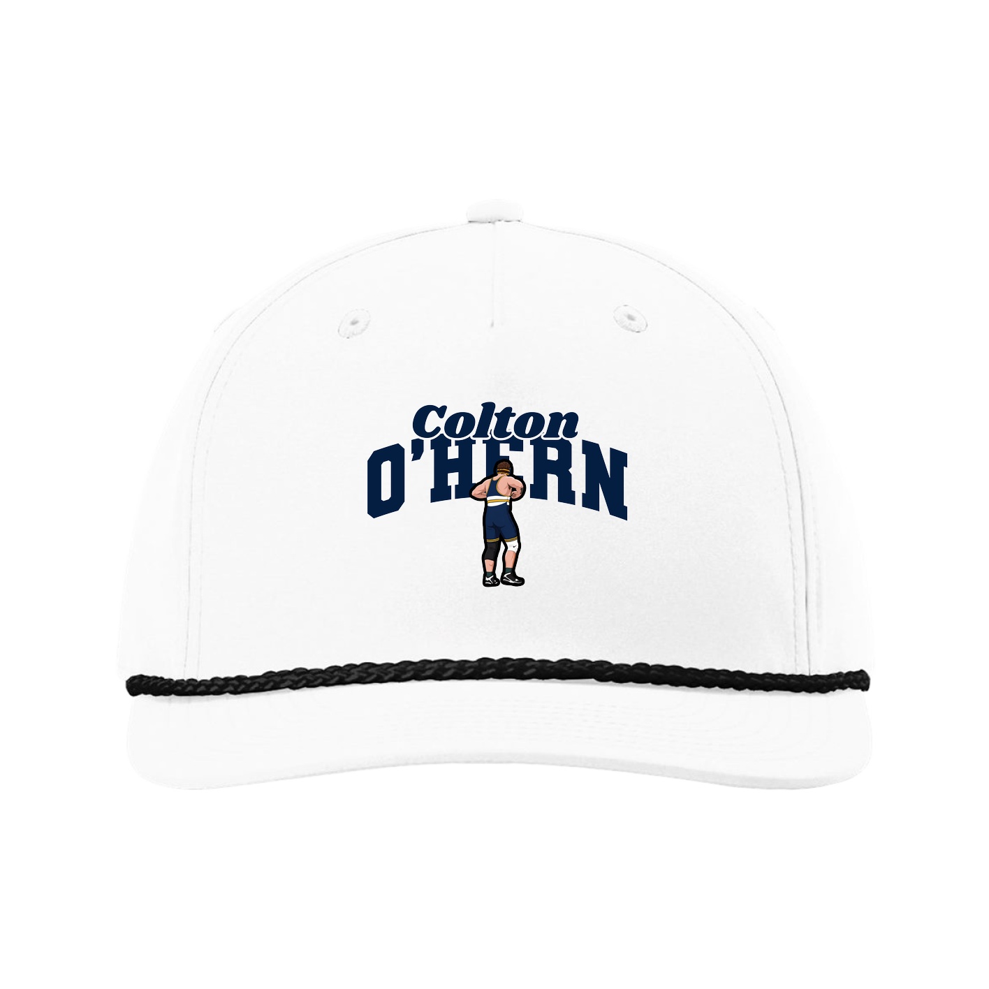 Five-Panel Classic Rope Cap — Signature Arch in White
