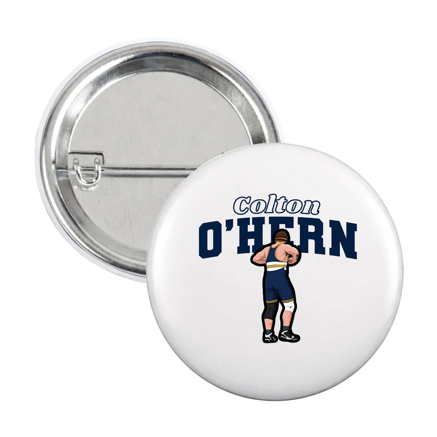 Game Day Button — Name Arch in White