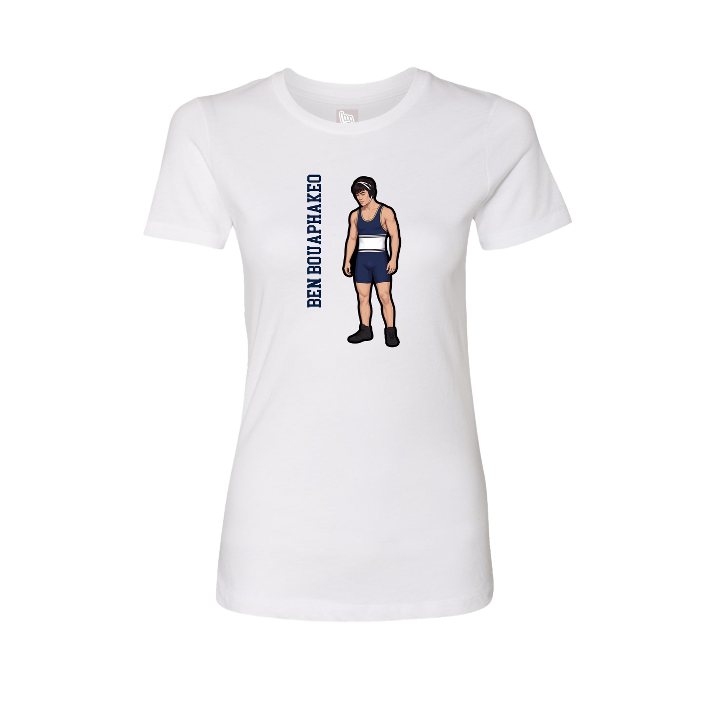 Fitted Women's Tee — Name Vertical in White