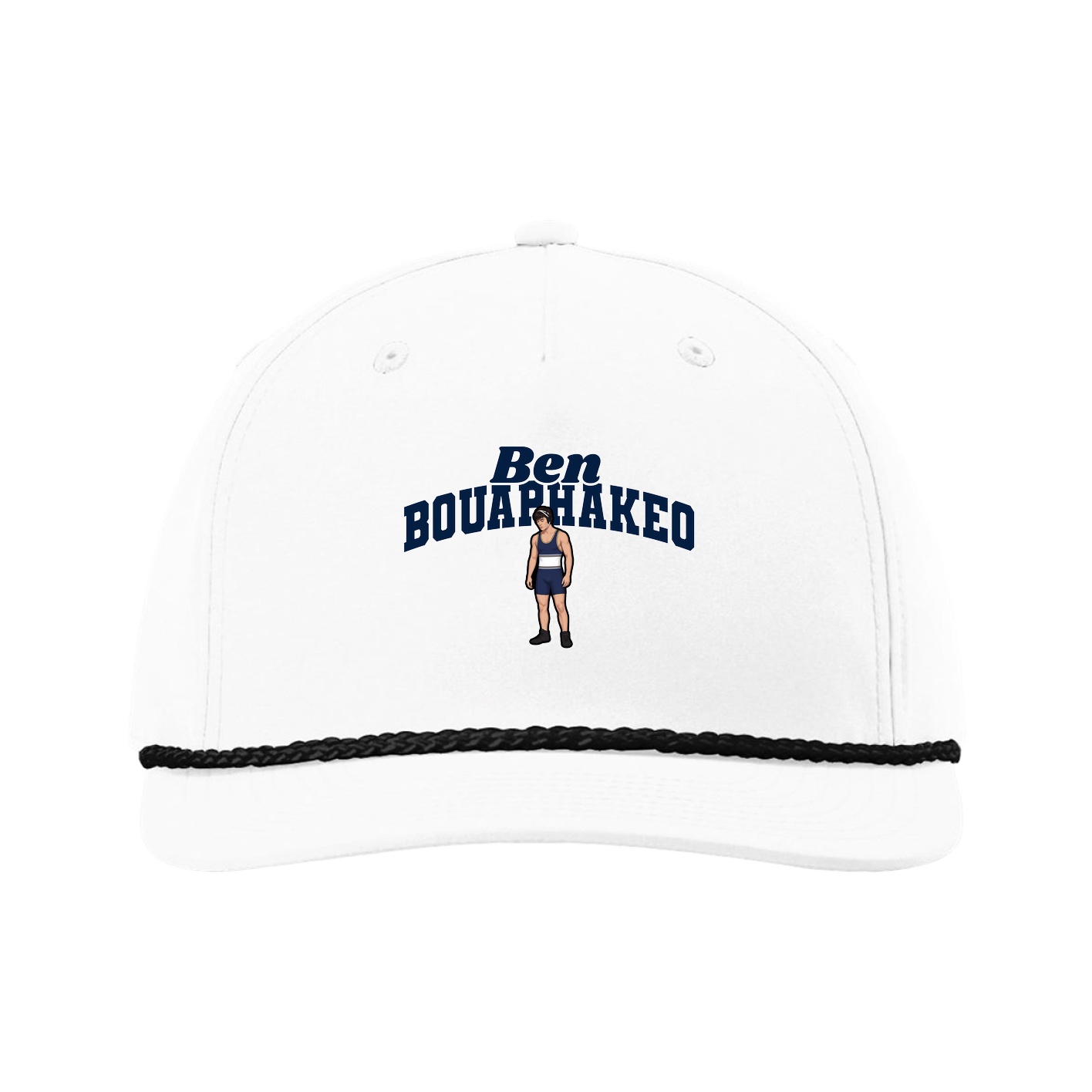 Five-Panel Classic Rope Cap — Signature Arch in White