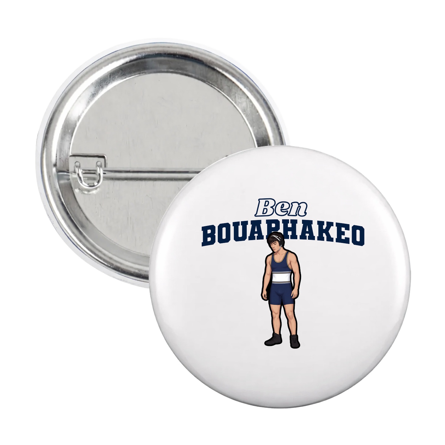 Game Day Button — Name Arch in White