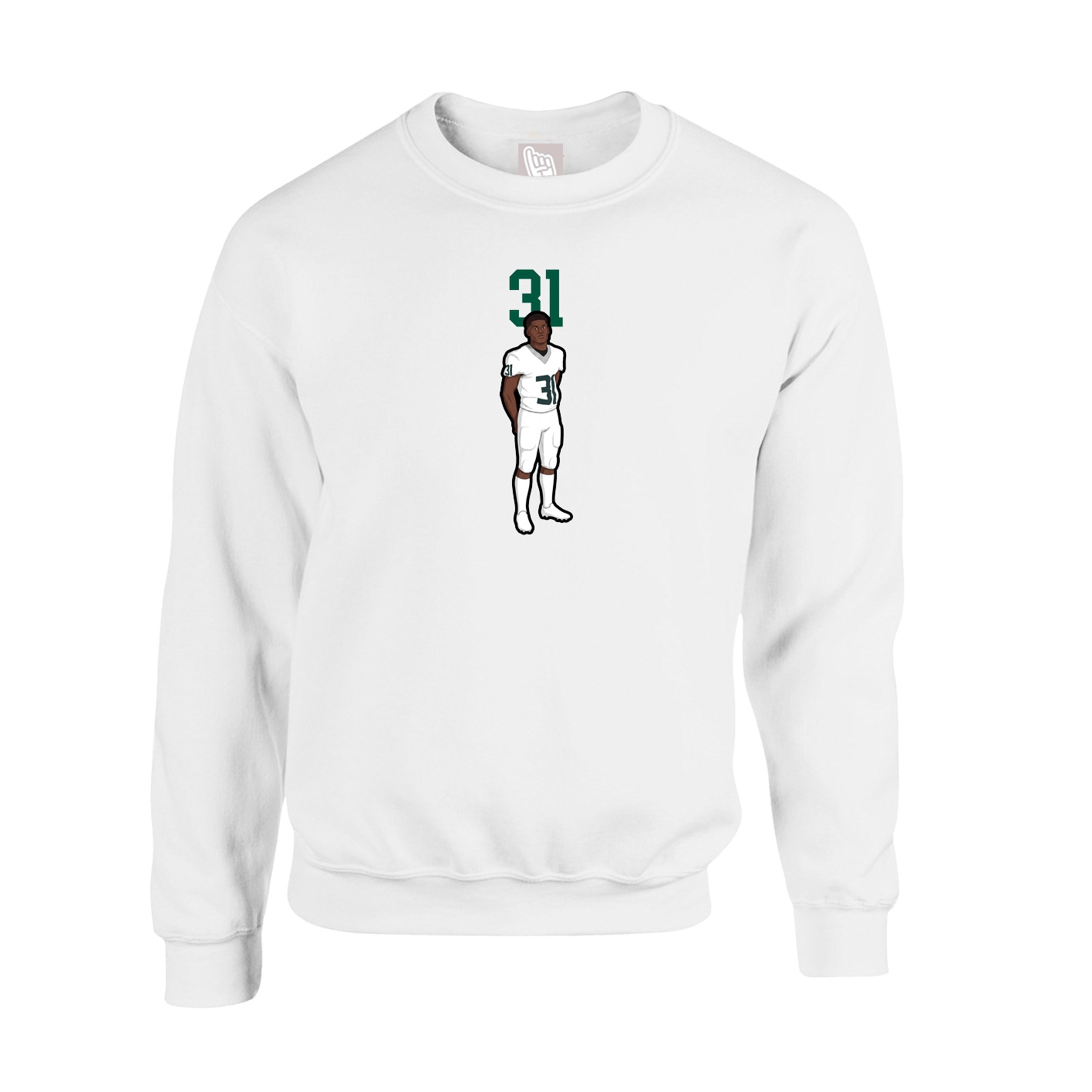 Fleece Crew — Number Top in White
