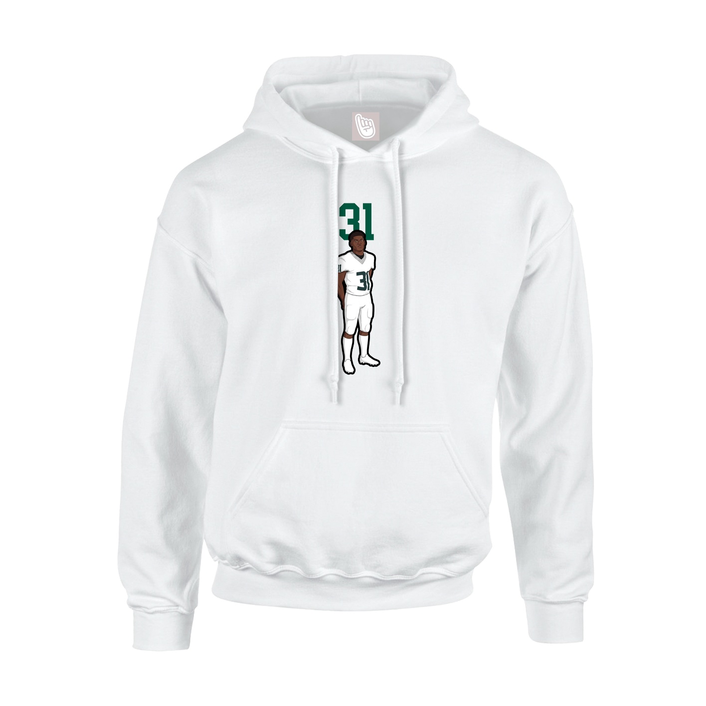 Youth Hoodie — Number Top in White