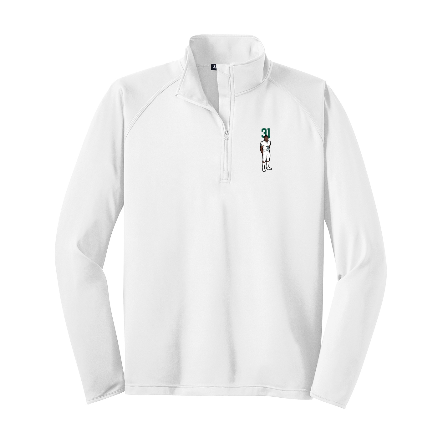 Q-Zip Pullover — Number Top in White