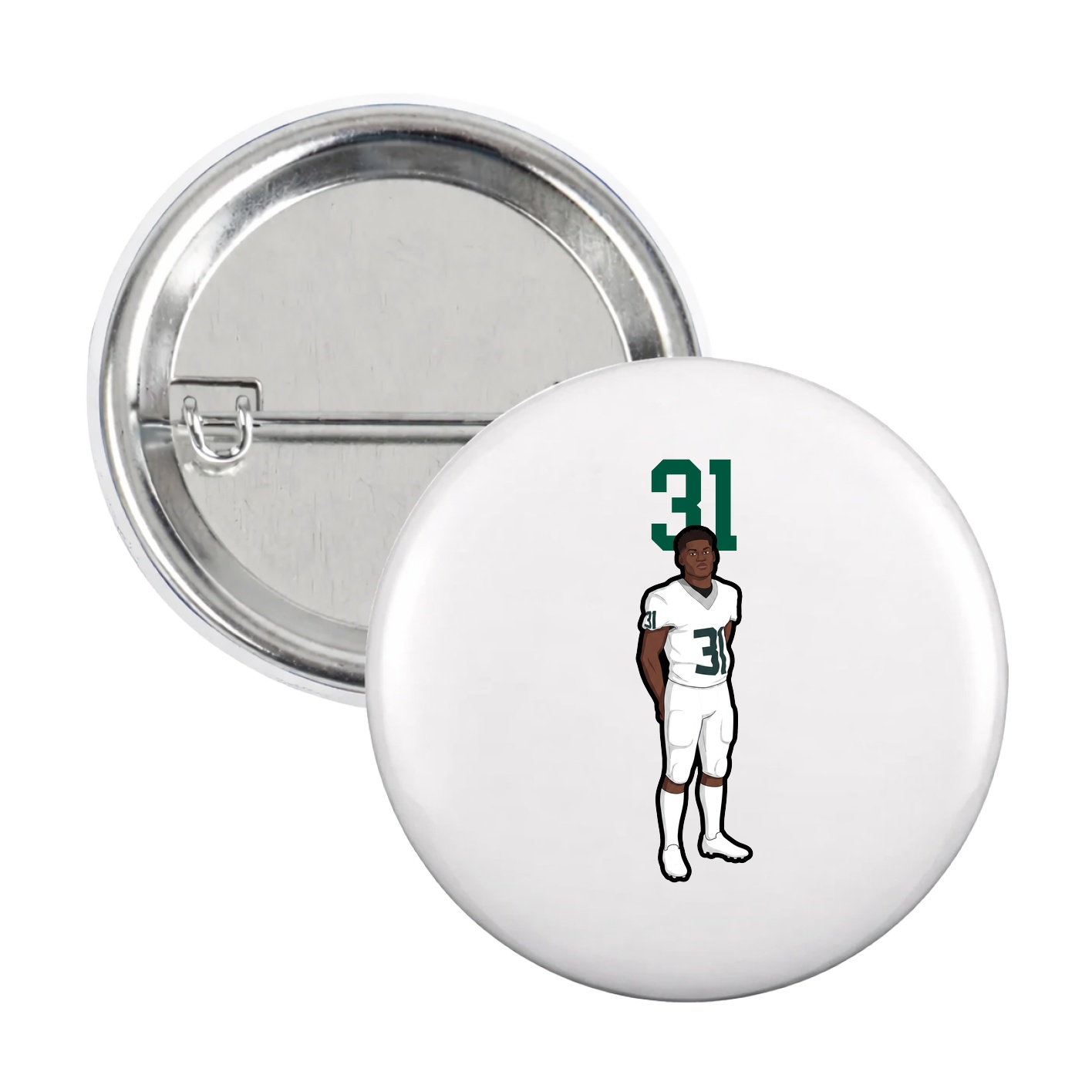 Game Day Button — Number Top in White