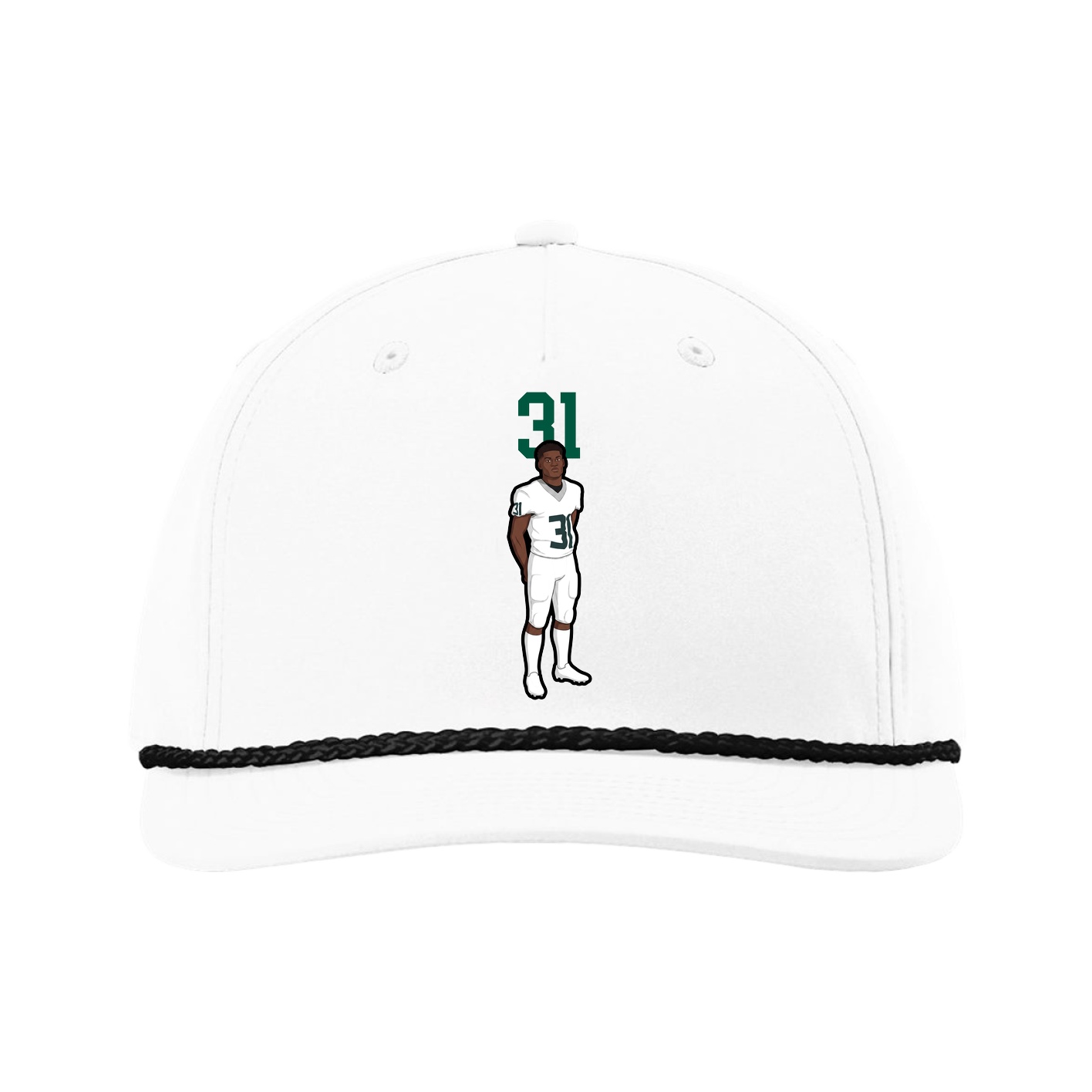 Five-Panel Classic Rope Cap — Number Top in White