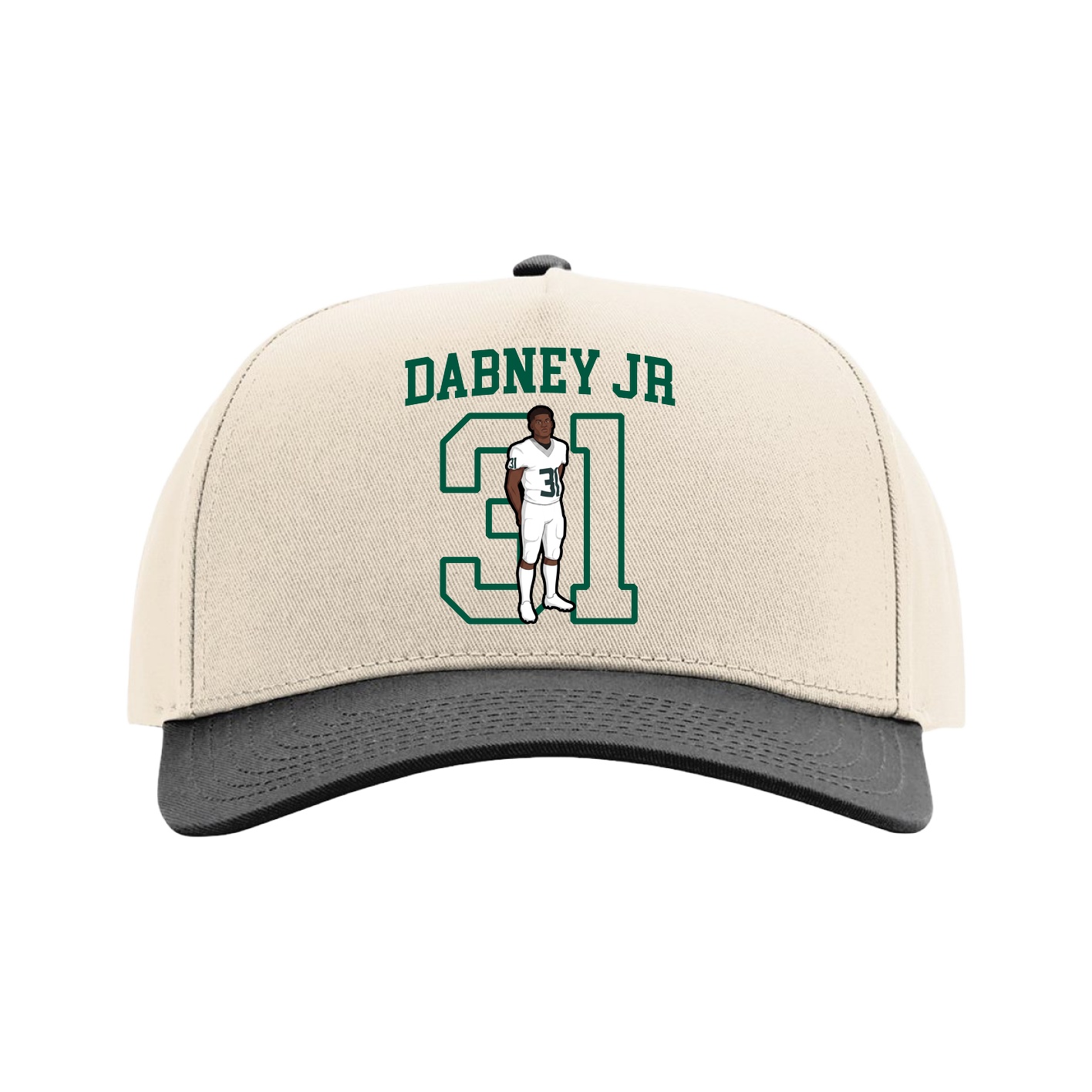 Full Fabric Five-Panel Champ Cap — Shirsey in Cream/Black