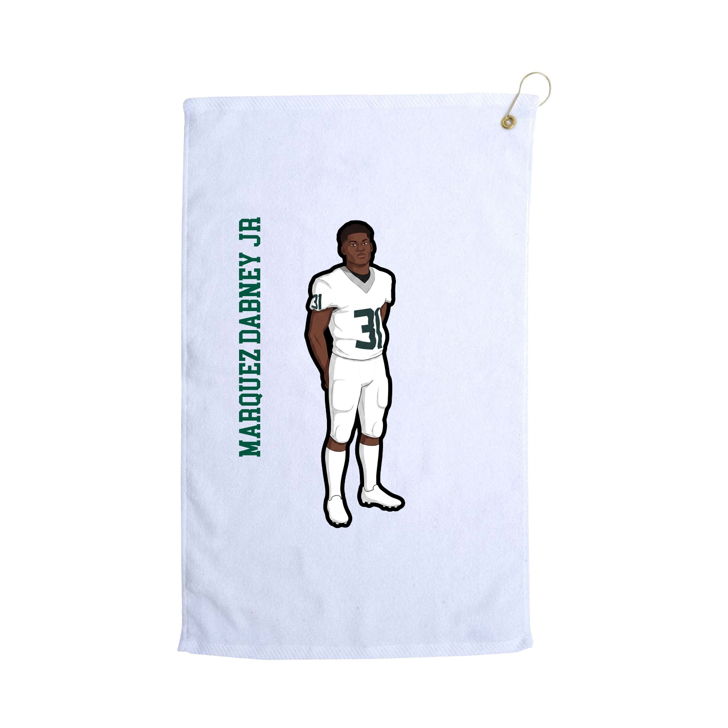 Golf Towel — Name Vertical in White
