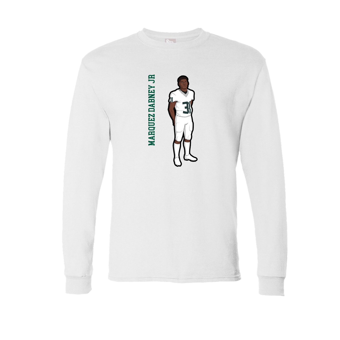 Long Sleeve Tee — Name Vertical in White