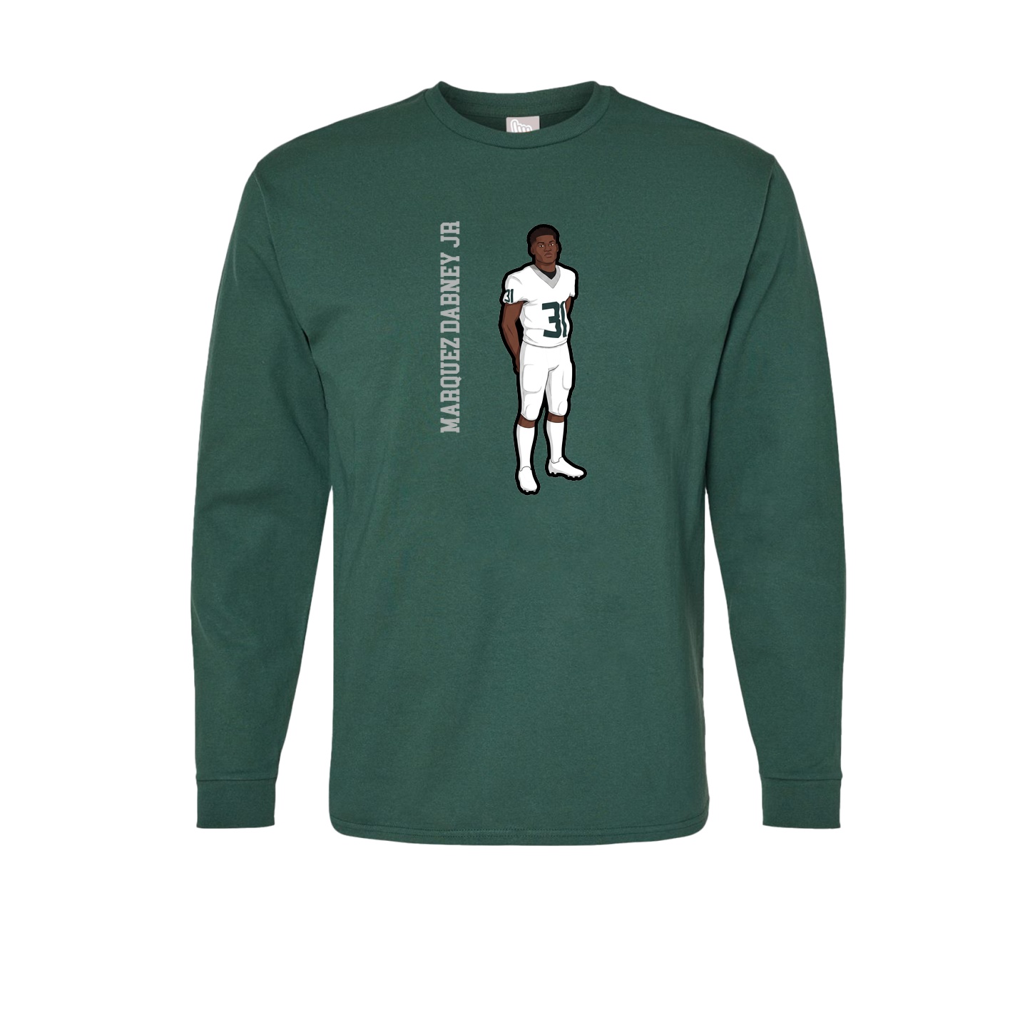 Long Sleeve Tee — Name Vertical in Green