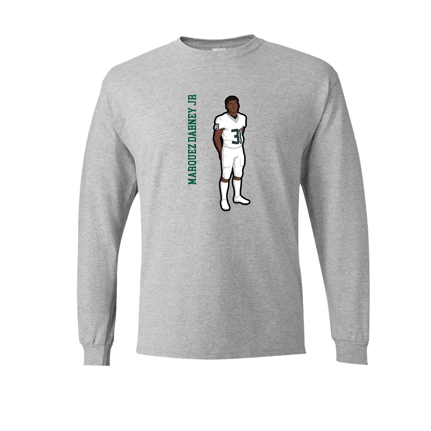 Long Sleeve Tee — Name Vertical in Grey