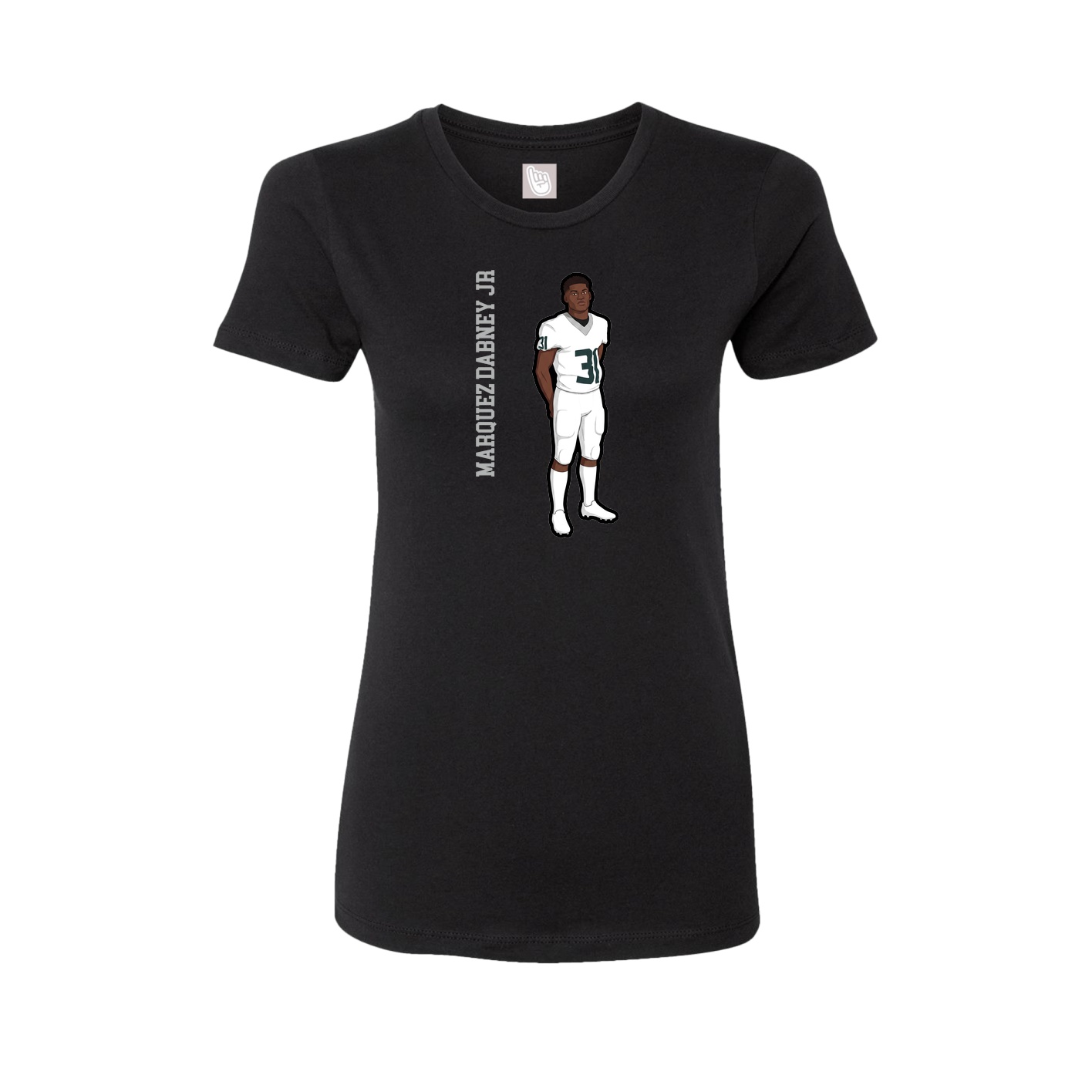 Womens Tee — Name Vertical in Black