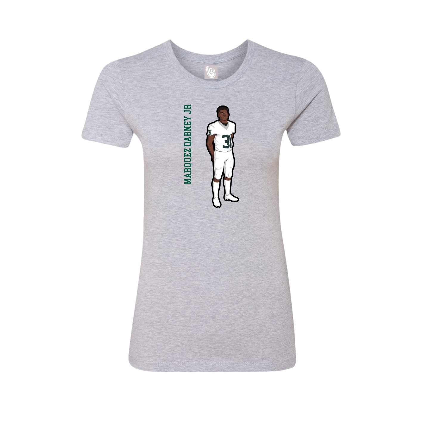 Fitted Women's Tee — Name Vertical in Grey
