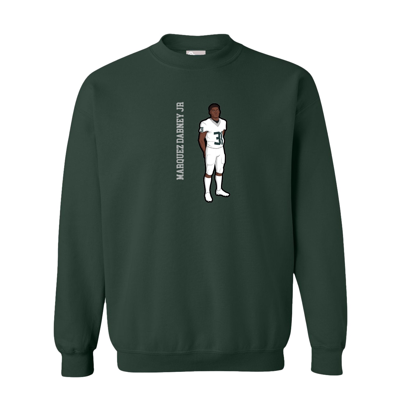 Fleece Crew — Name Vertical in Green