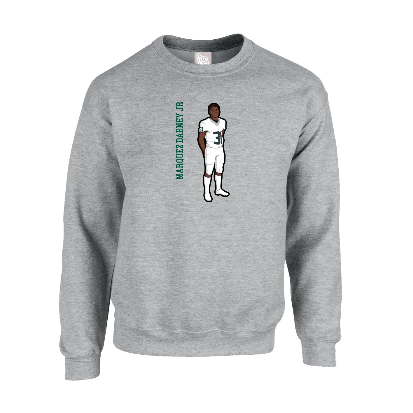 Fleece Crew — Name Vertical in Grey