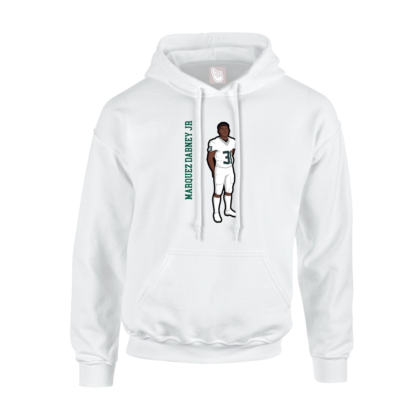 Youth Hoodie — Name Vertical in White