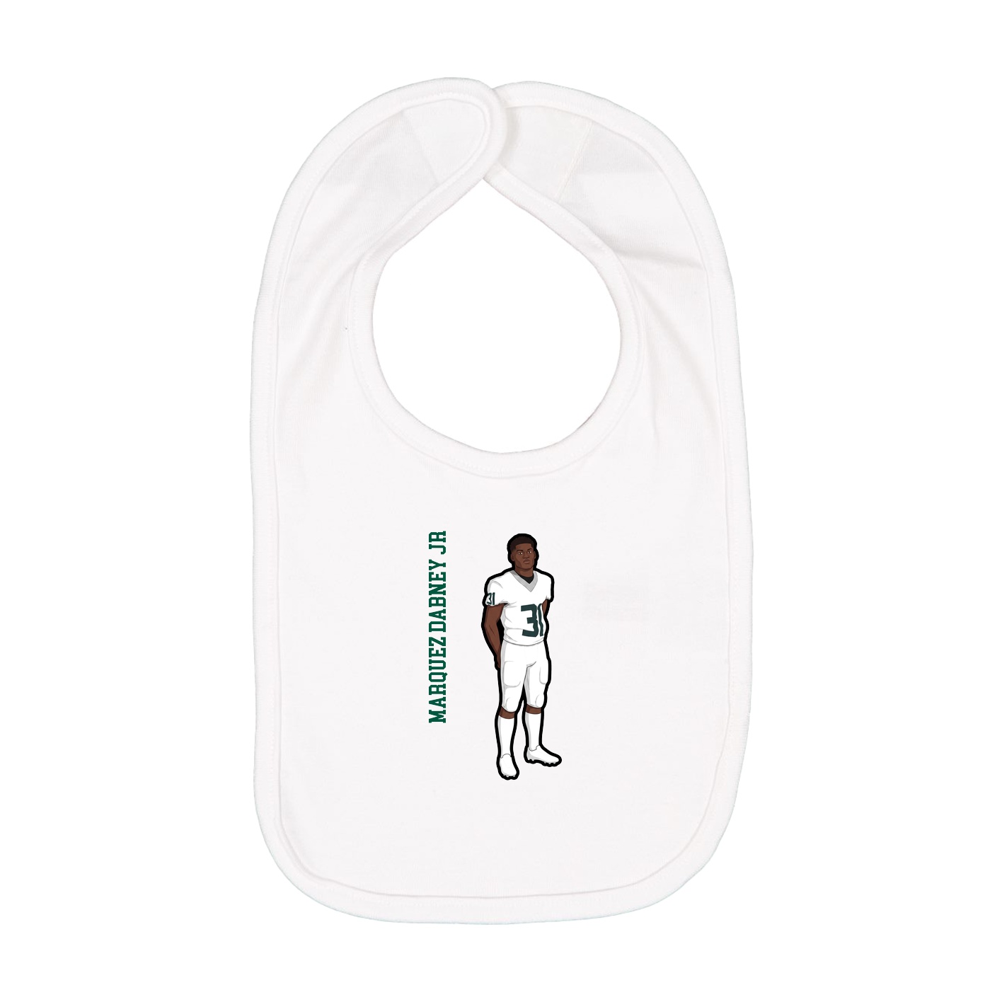 Infant Bib — Name Vertical in White