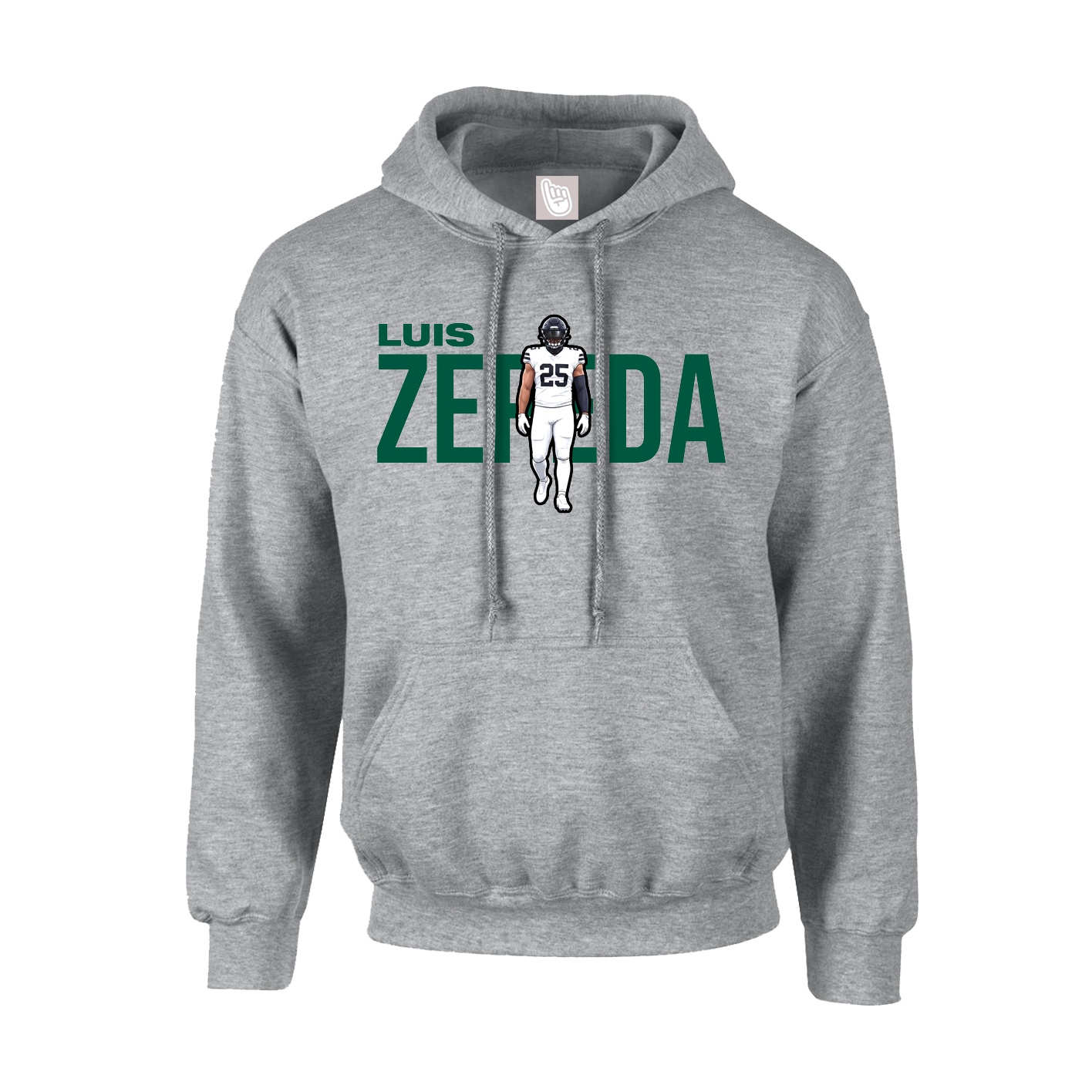 Hoodie — Player Name in Grey