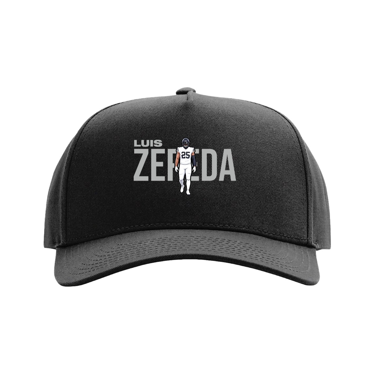 Full Fabric Five-Panel Champ Cap — Player Name in Black