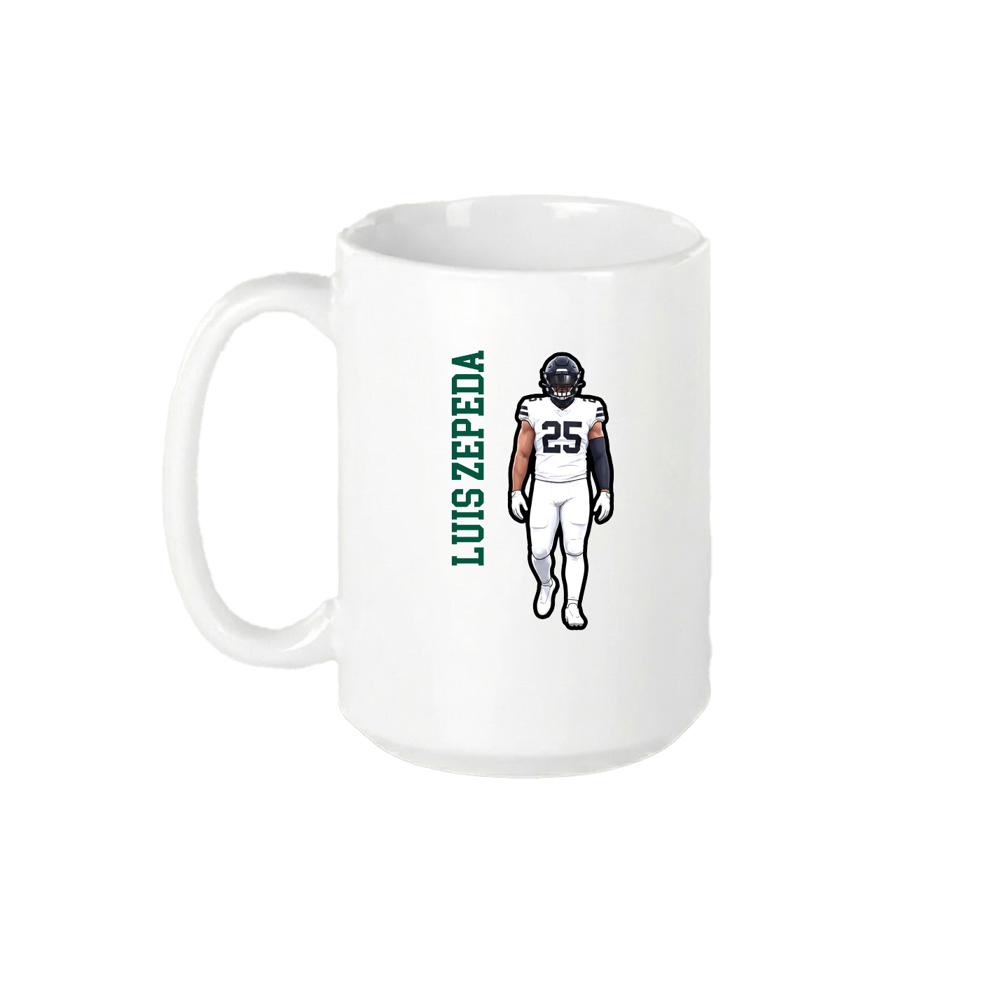 15oz Coffee Mug — Name Vertical in White