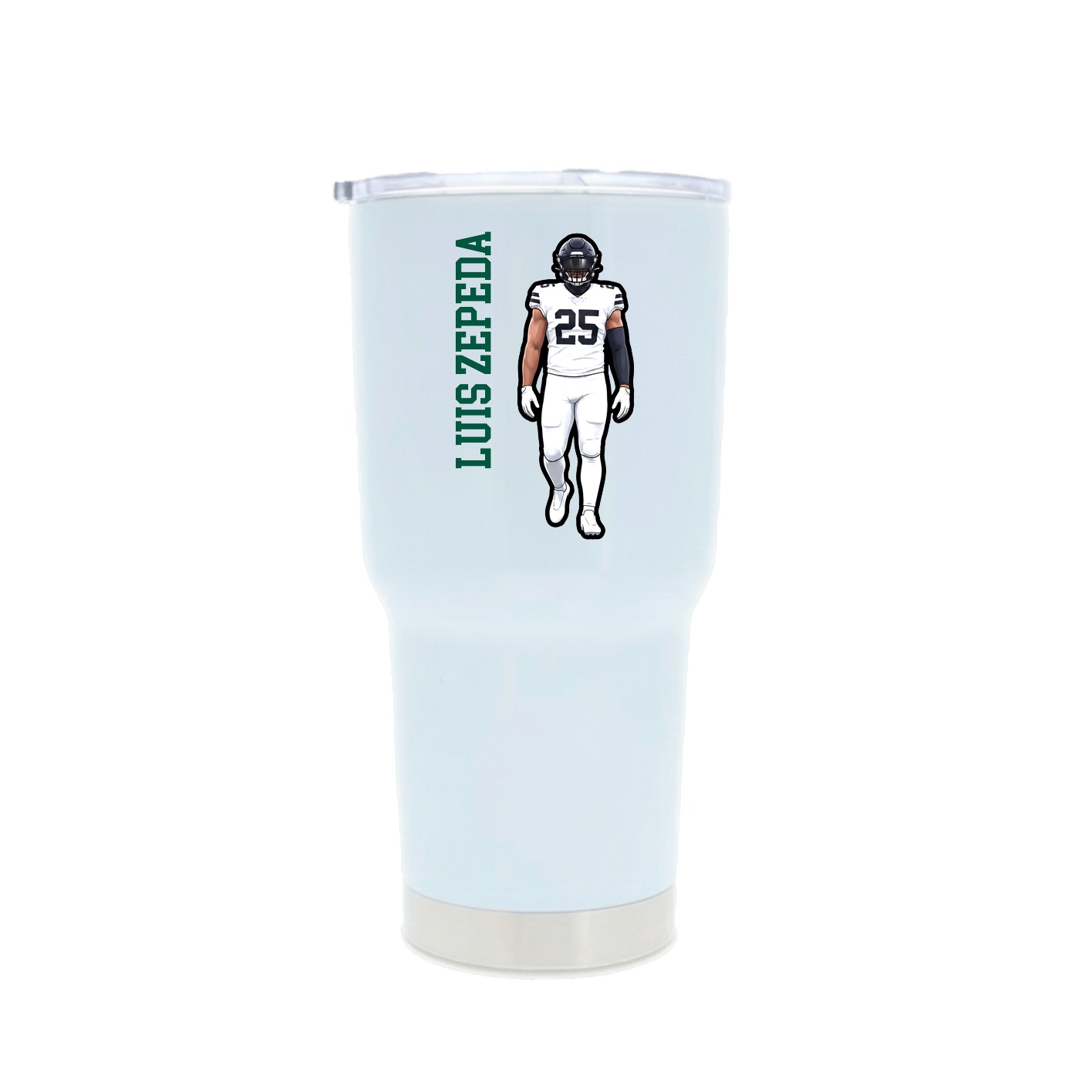 30oz Stainless Steel Tumbler — Name Vertical in White