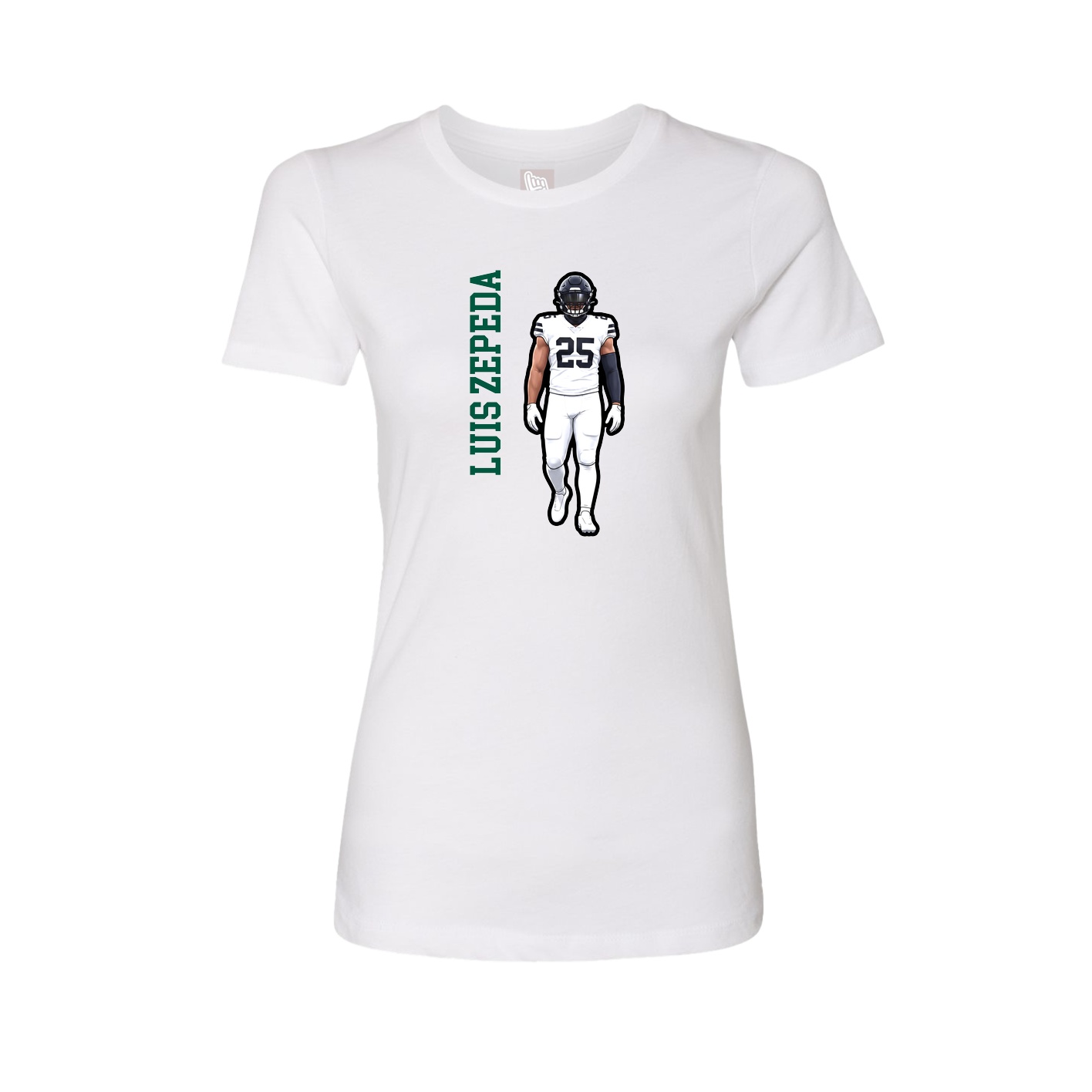 Fitted Women's Tee — Name Vertical in White