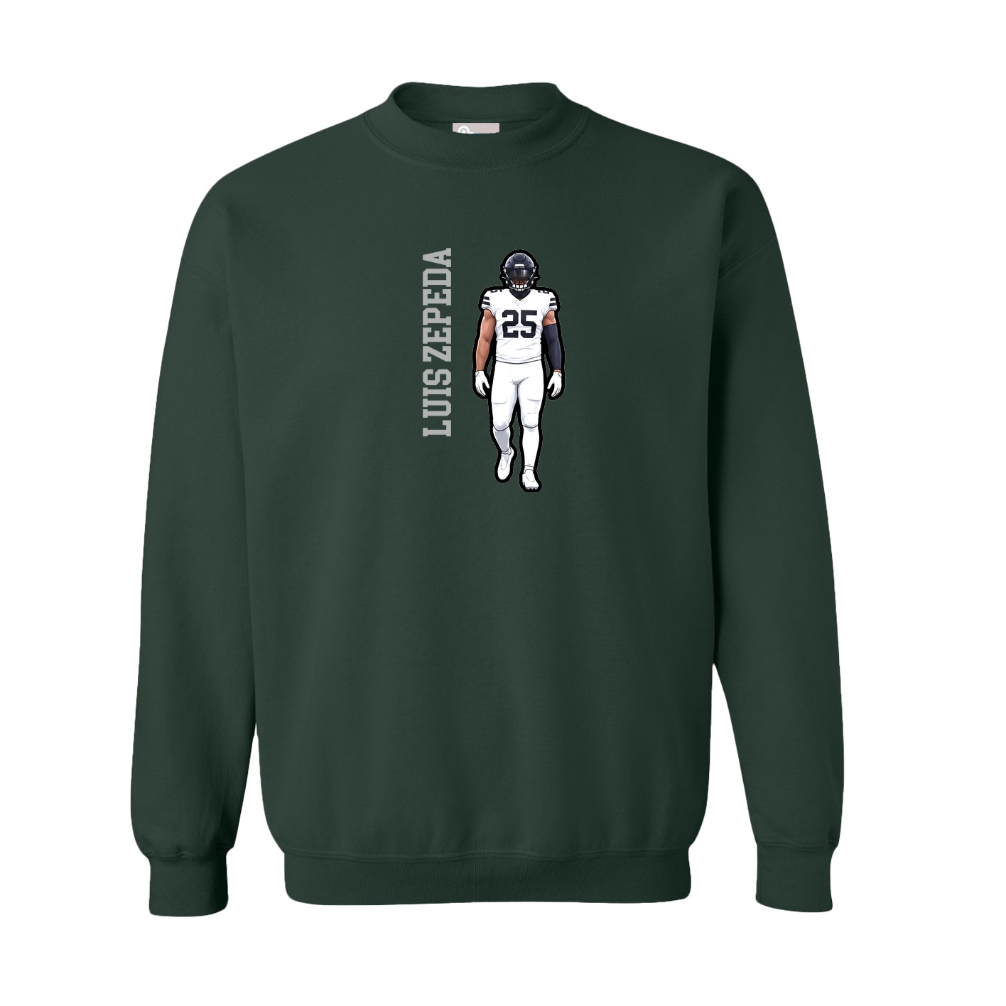 Fleece Crew — Name Vertical in Green