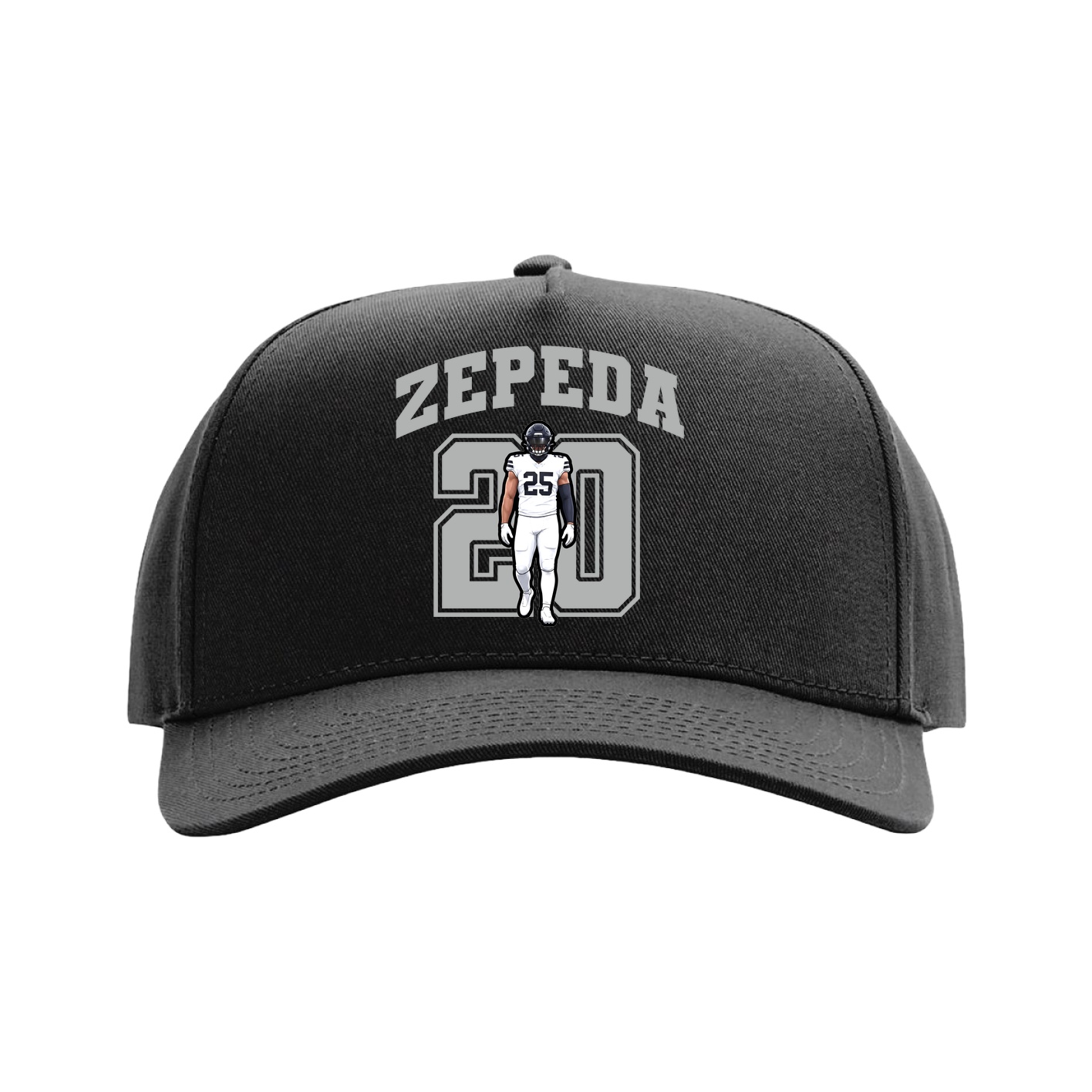 Full Fabric Five-Panel Champ Cap — Number in Black