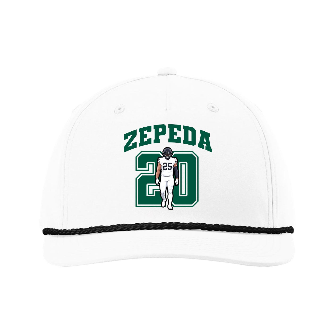 Five-Panel Classic Rope Cap — Number in White