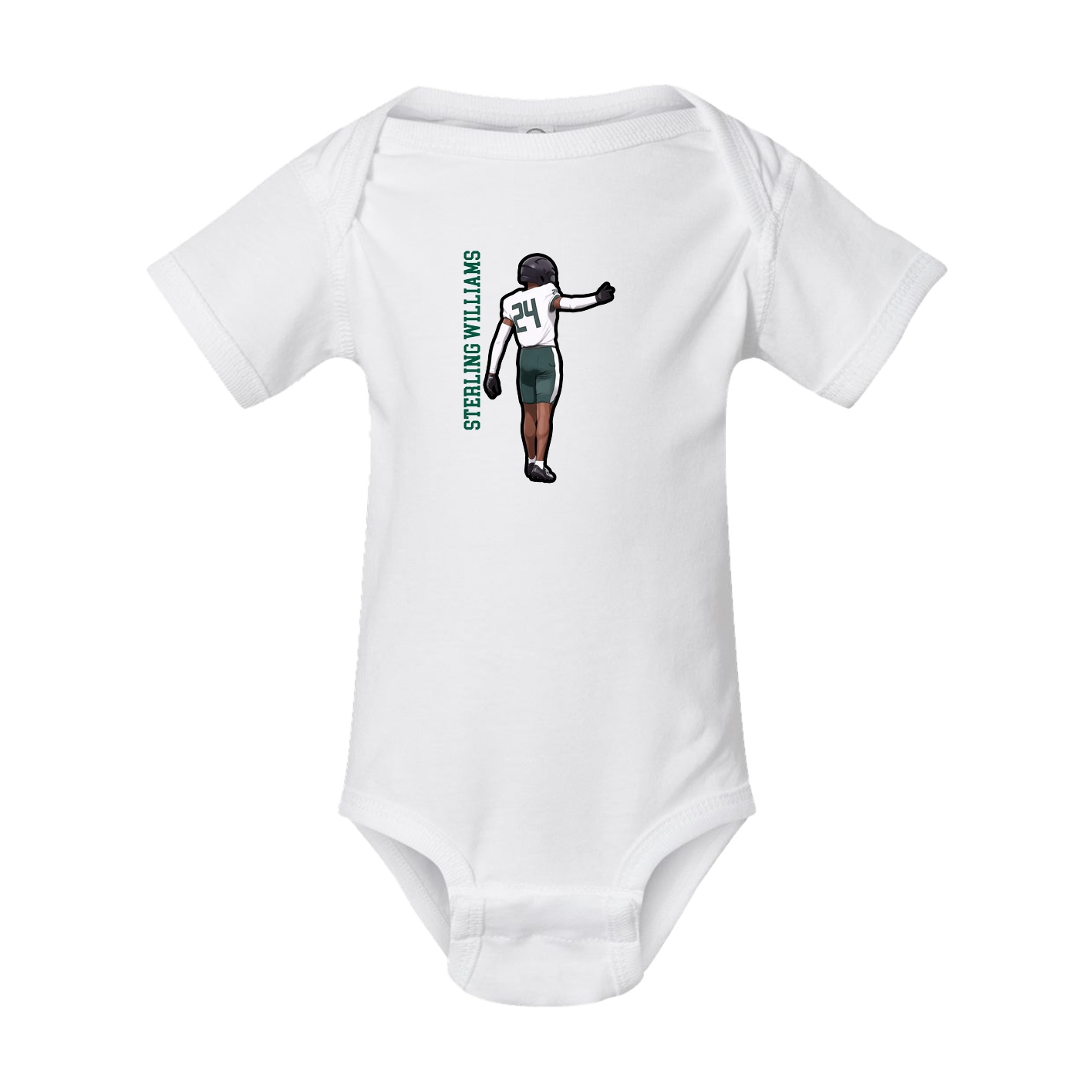 Baby Onesie — Name Vertical in White