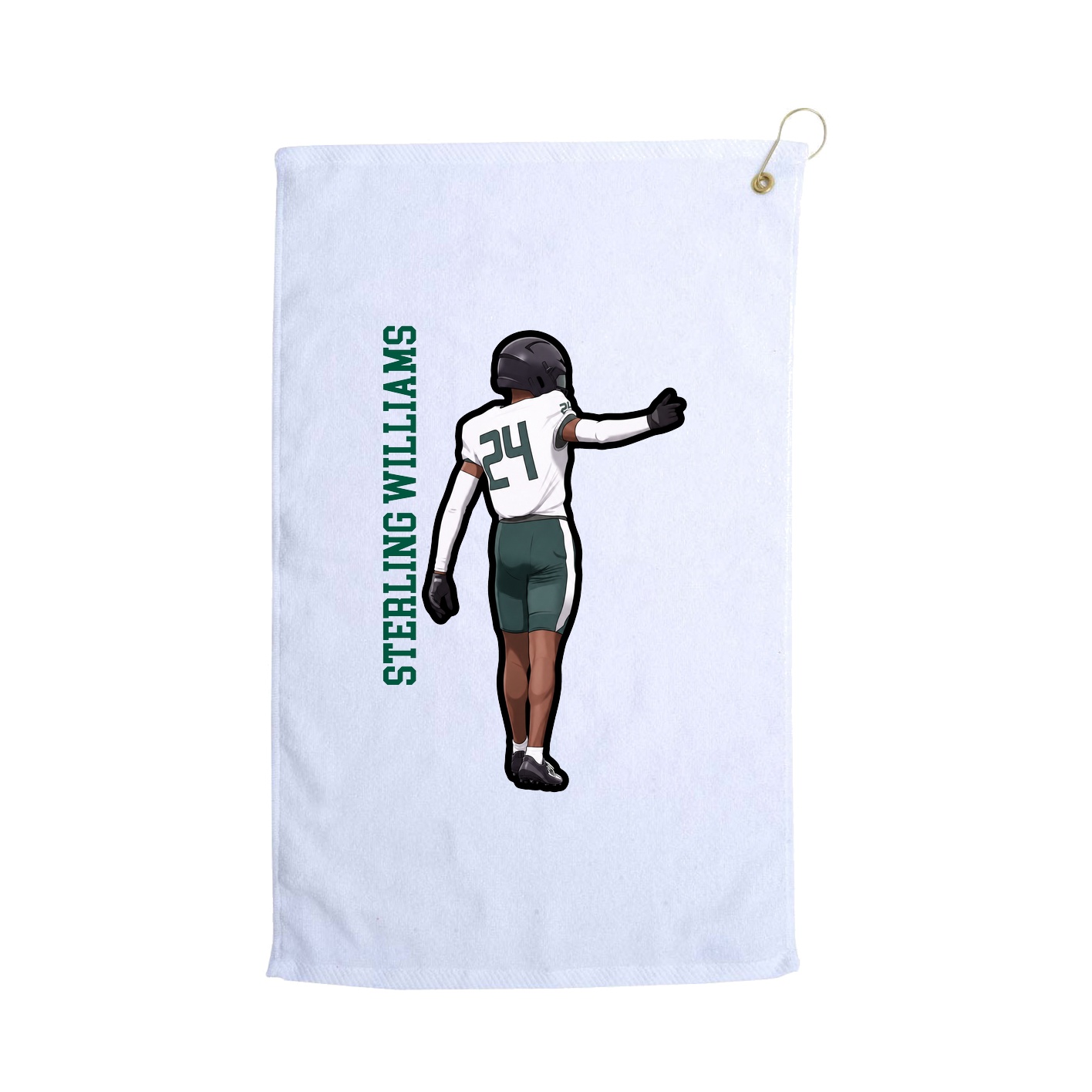 Golf Towel — Name Vertical in White