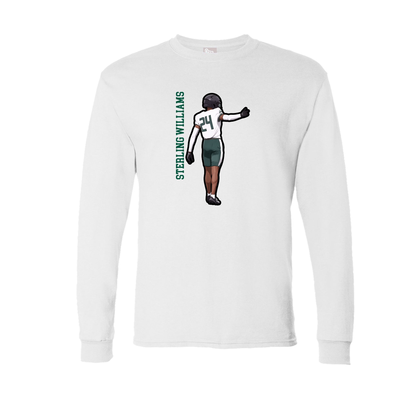 Long Sleeve Tee — Name Vertical in White