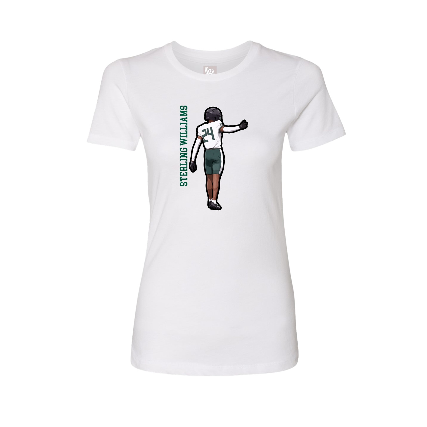 Fitted Women's Tee — Name Vertical in White