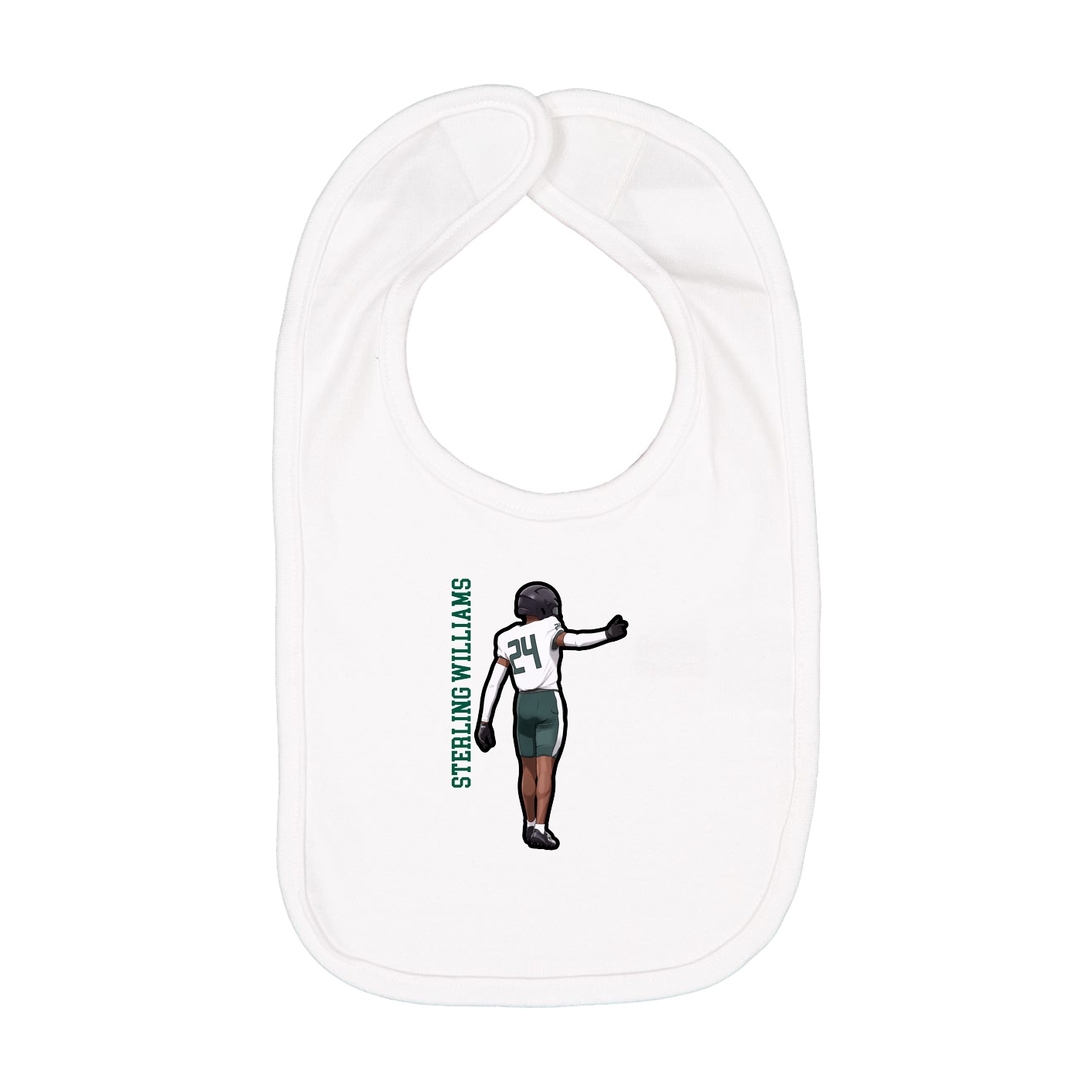 Infant Bib — Name Vertical in White