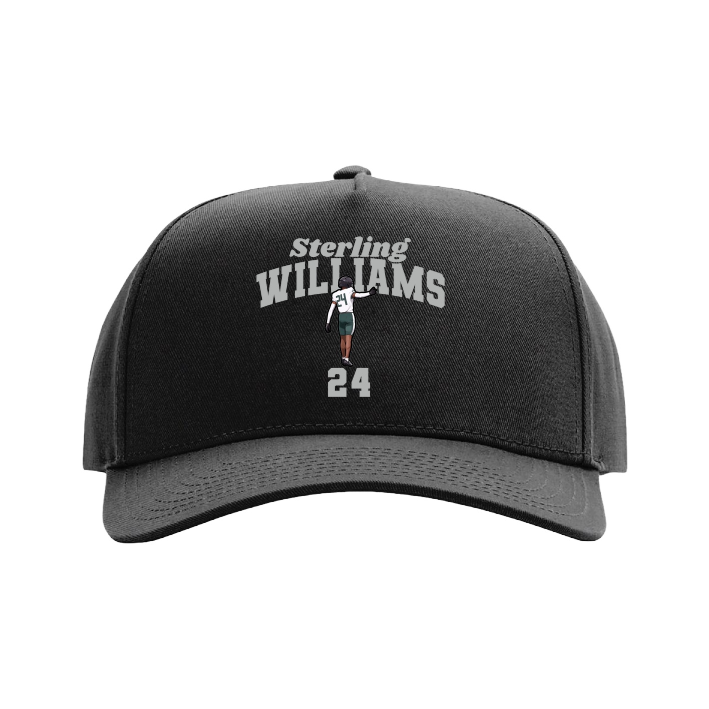 Full Fabric Five-Panel Champ Cap — Signature Arch in Black