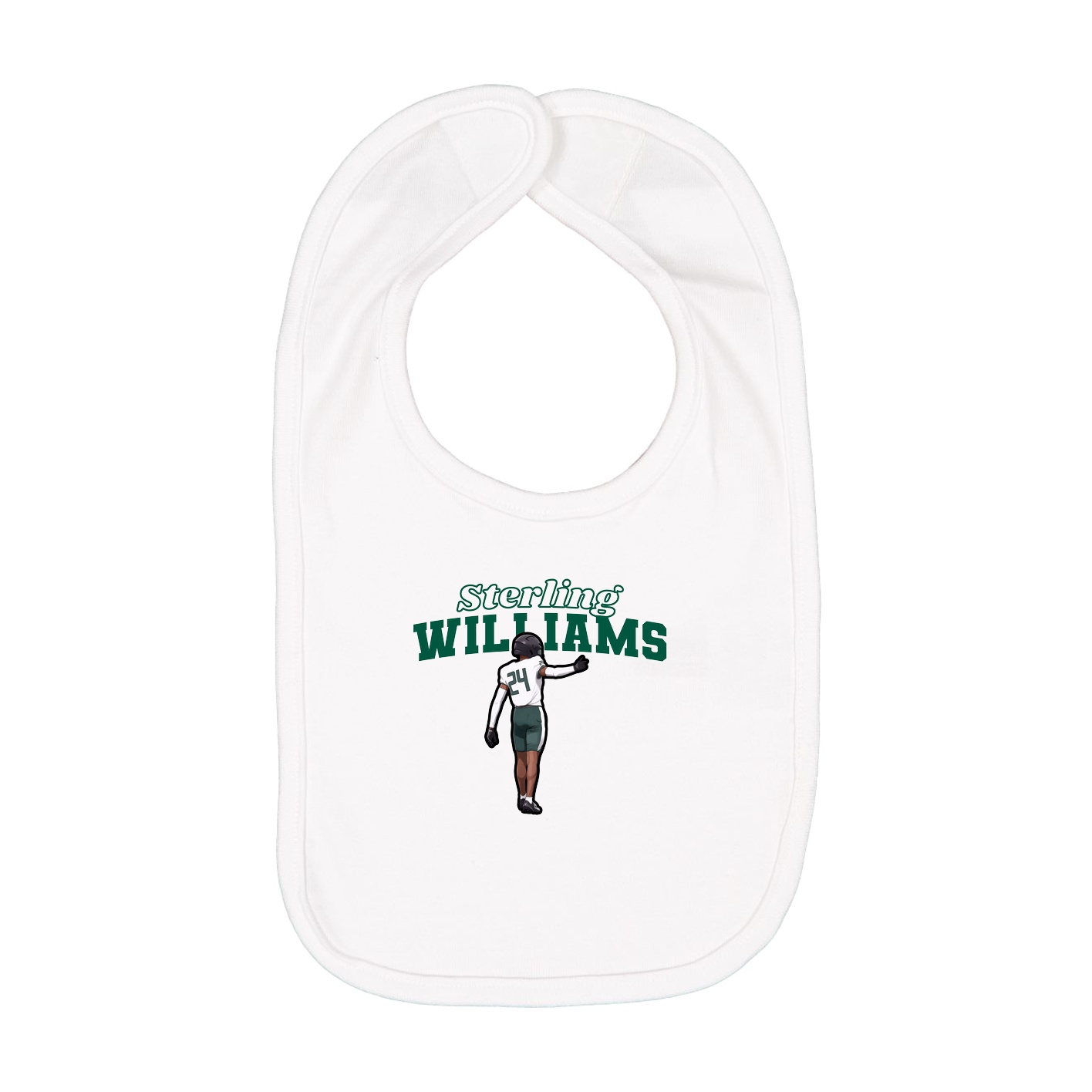 Infant Bib — Name Arch in White