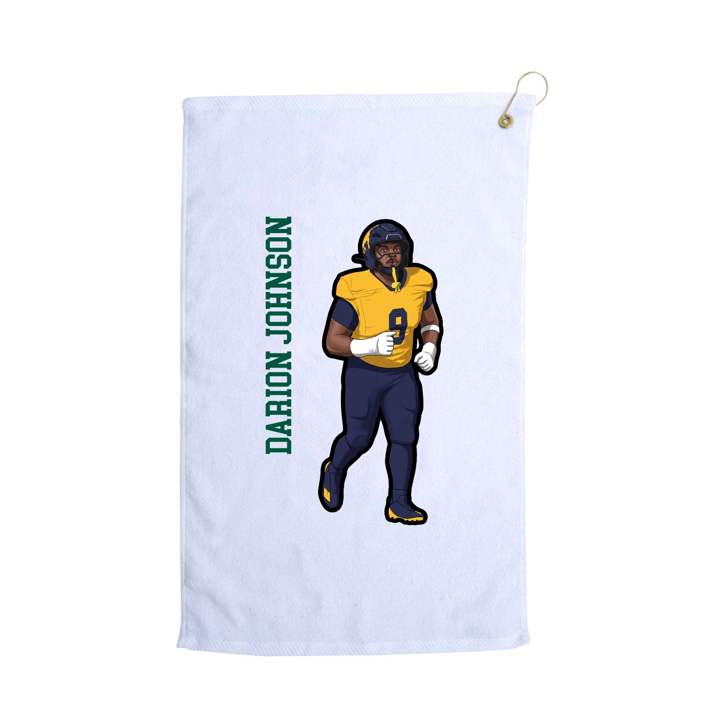 Golf Towel — Name Vertical in White