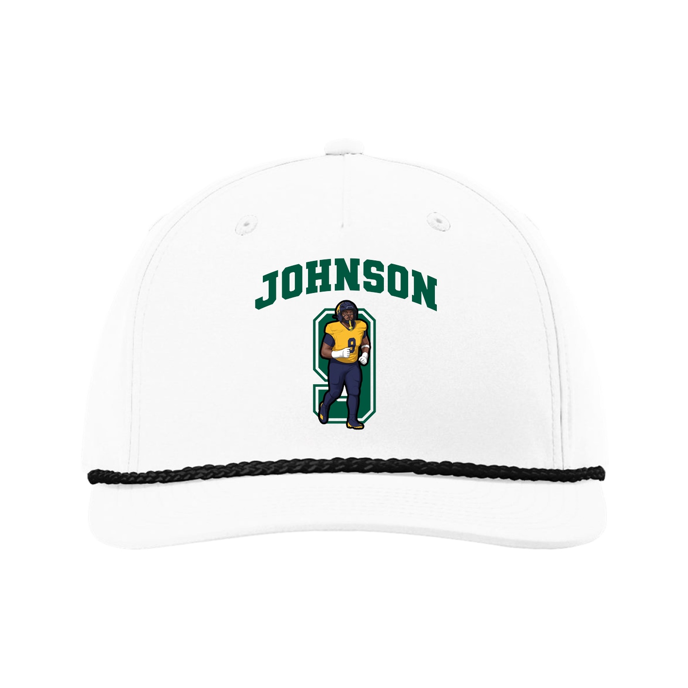 Five-Panel Classic Rope Cap — Number in White