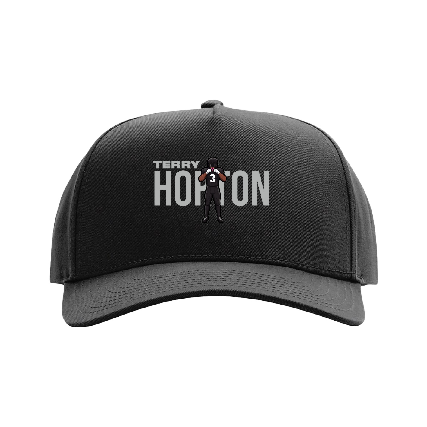 Full Fabric Five-Panel Champ Cap — Player Name in Black