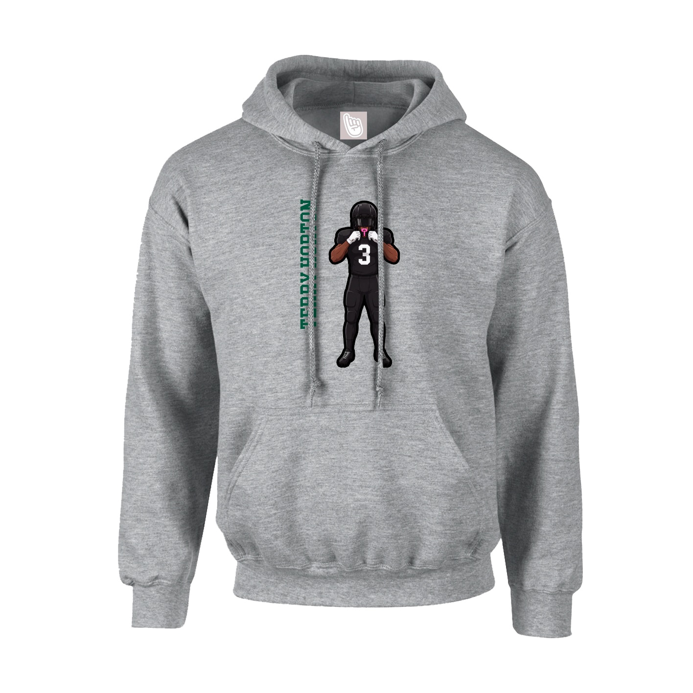 Youth Hoodie — Name Vertical in Grey
