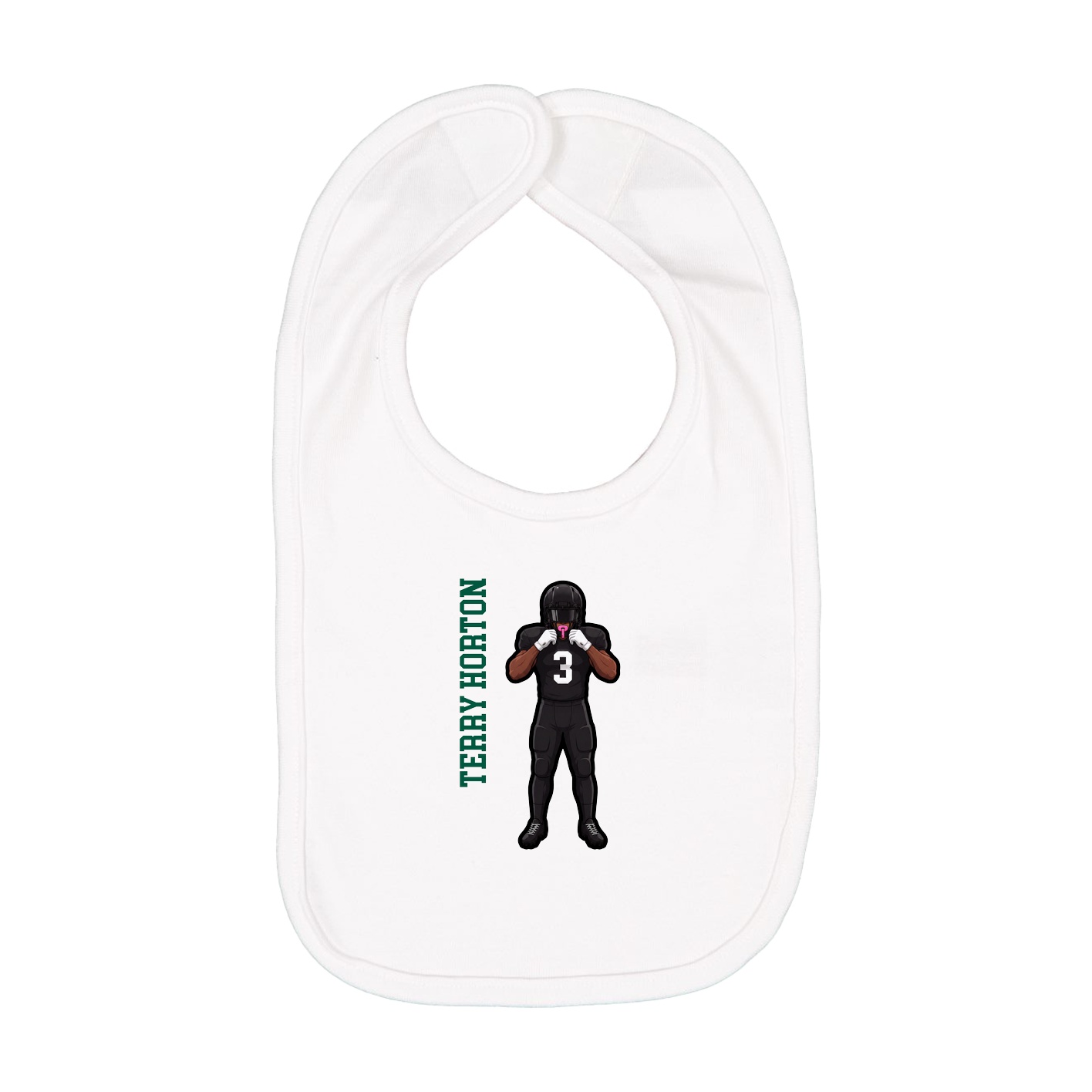 Infant Bib — Name Vertical in White