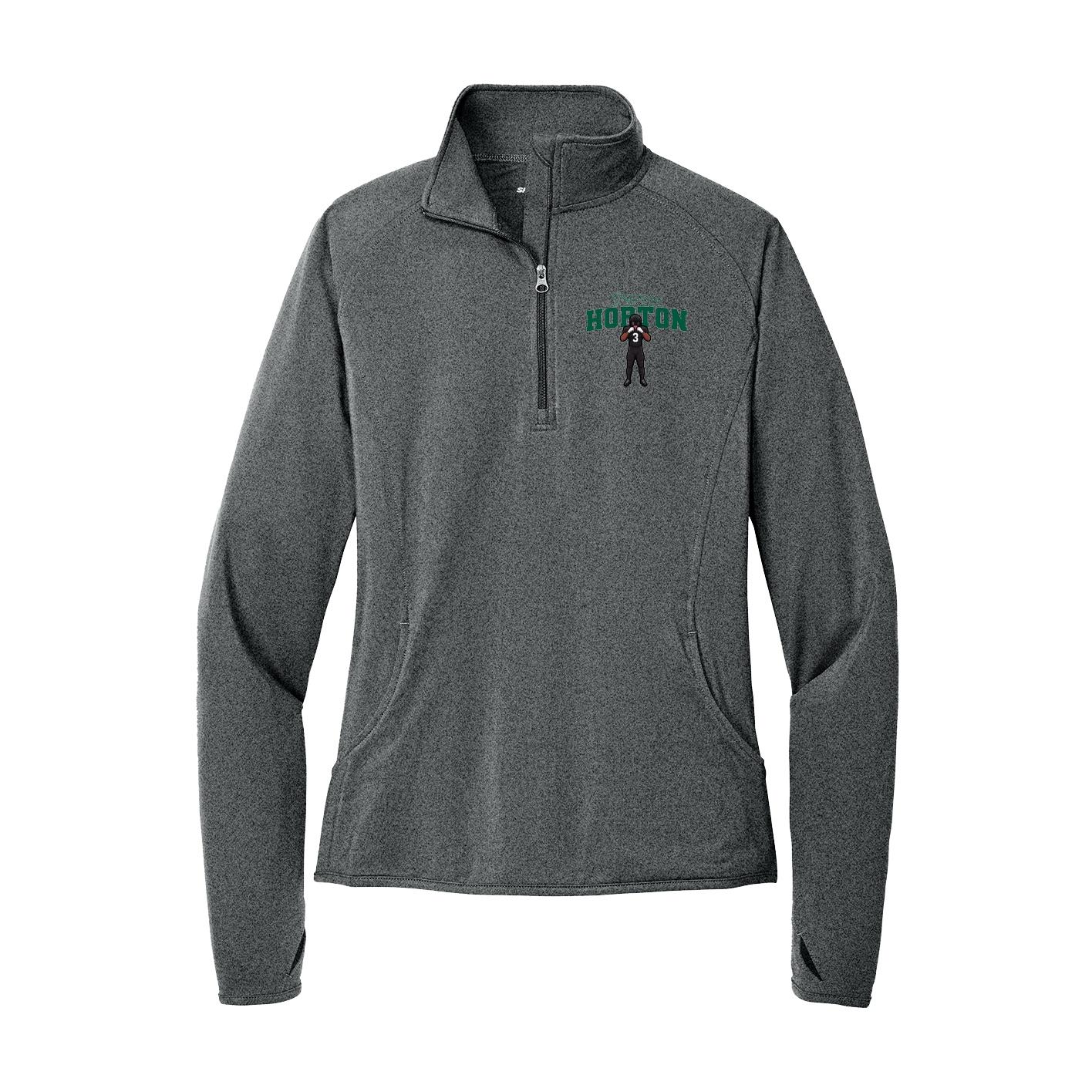 Women's Q-Zip Pullover — Name Arch in Grey