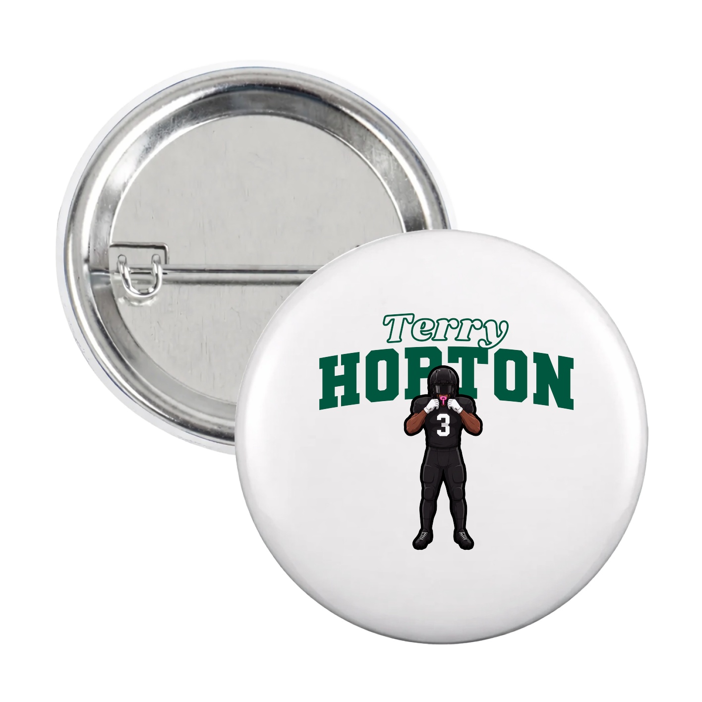 Game Day Button — Name Arch in White
