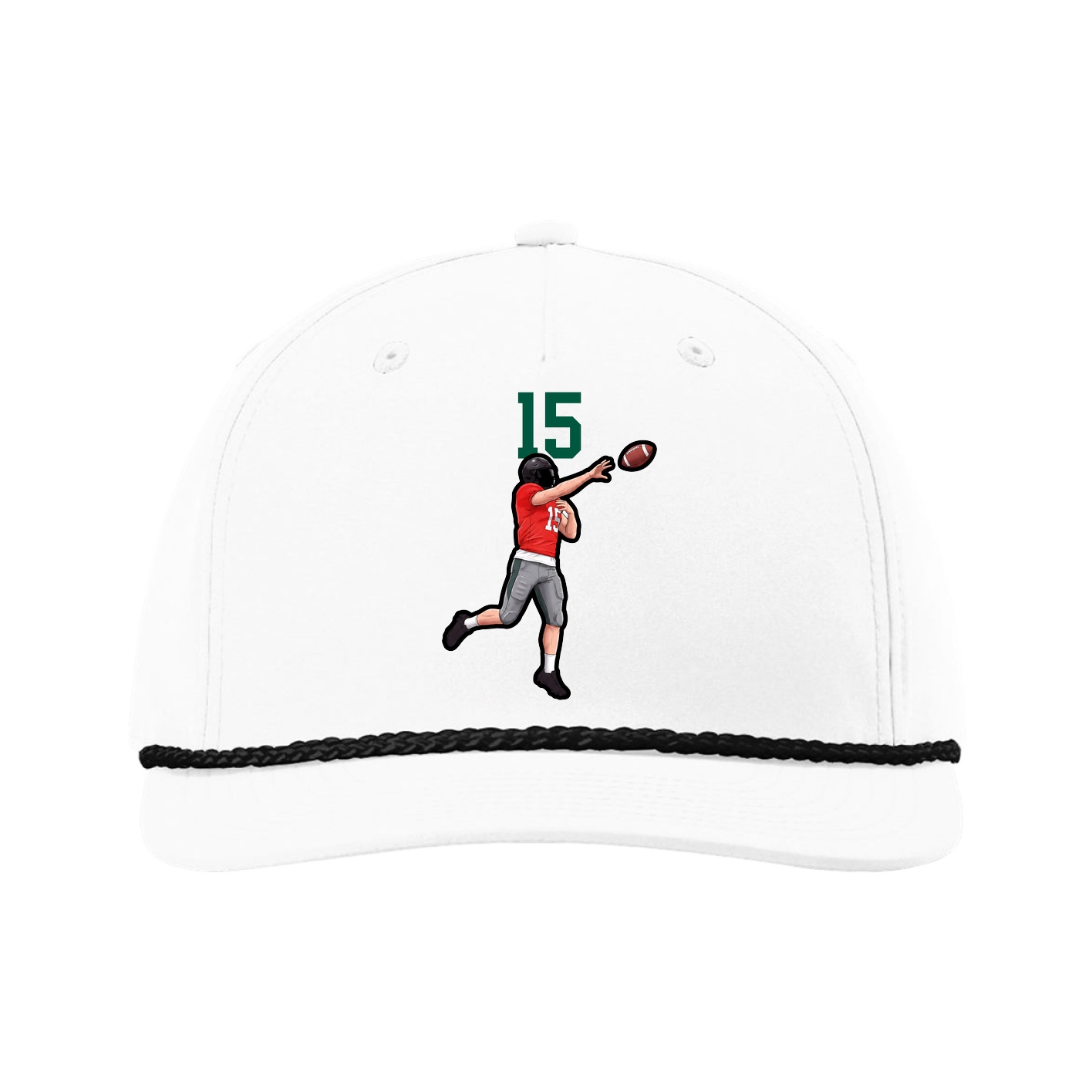 Five-Panel Classic Rope Cap — Number Top in White