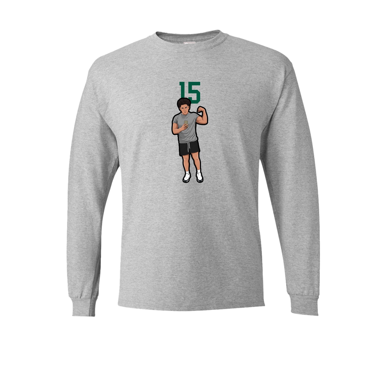 Long Sleeve Tee — Number Top in Grey