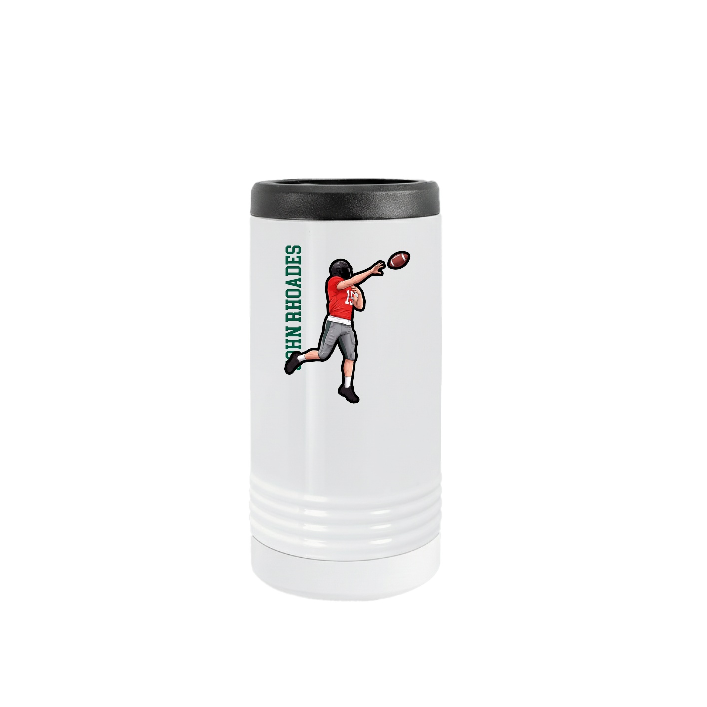 Slim Beverage Holder — Name Vertical in White