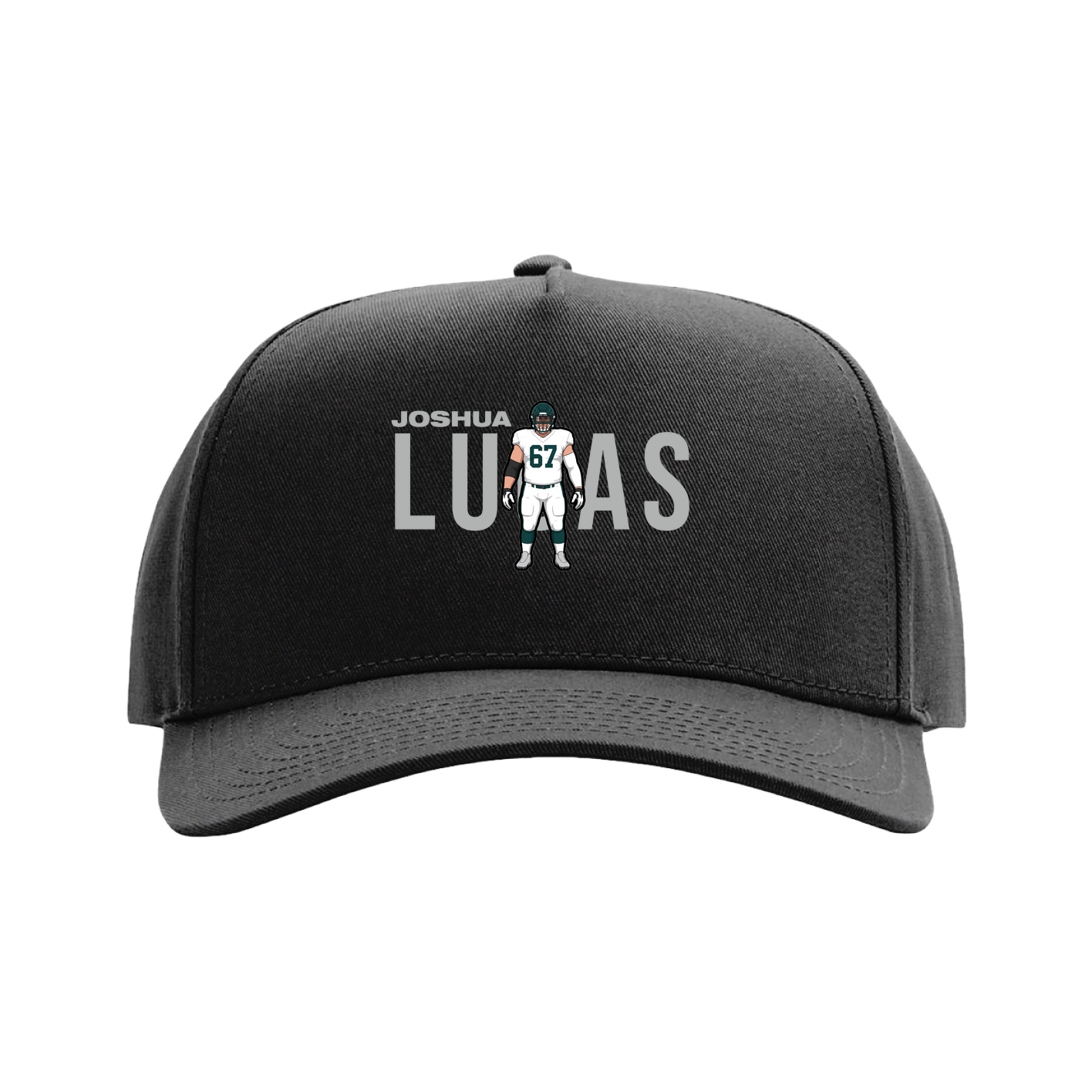 Full Fabric Five-Panel Champ Cap — Player Name in Black