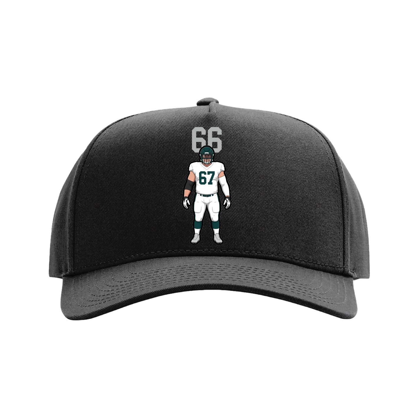 Full Fabric Five-Panel Champ Cap — Number Top in Black